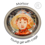 QMOC-03L - Quoins Captured Paintings Murano Morisot Young girl with cage QMOC-03